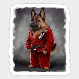 German Shepherd Dog Judo Karate Master in Red Judo Sticker